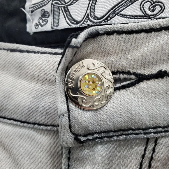 RT Denim The Skinny Jean Woman's Gray Black Tie Dye Acid Print Pants Plus Sz 32 - Picture 4 of 10